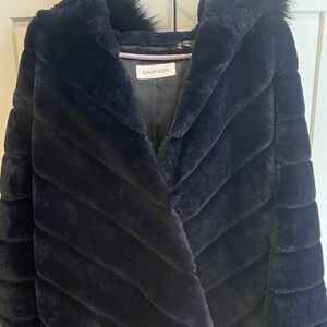 Calvin Klein Women's Dark Blue Teddy Jacket